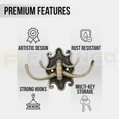 Image of Octopus Zinc Metal Wall Mounted Key Holder with Hooks for Home, Kitchen & Entryway, Durable Heavy Duty Decorative Key Rack Organizer for Keys, Vintage Style - Antique Finish