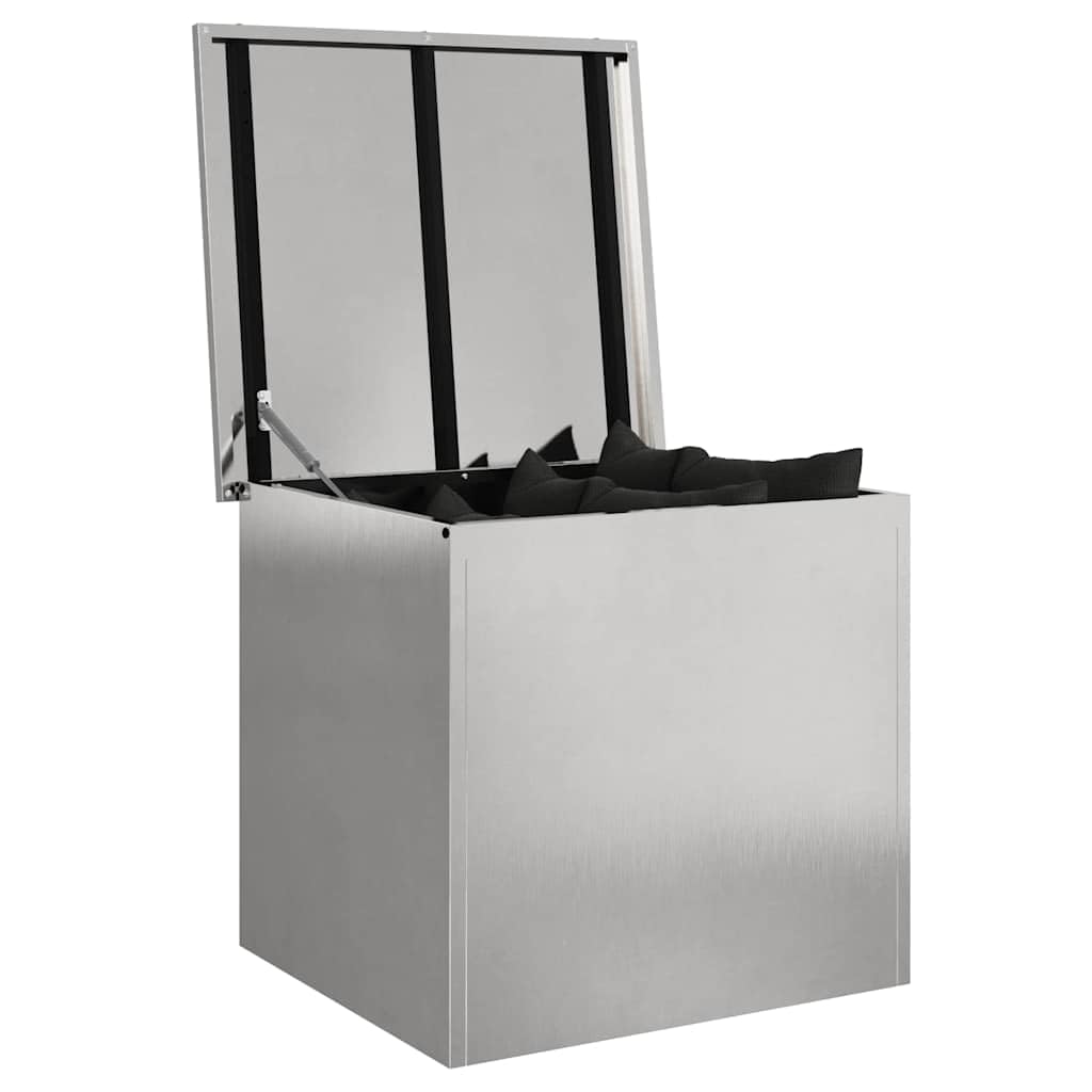 vidaXL Outdoor Storage Box Silver 55 x 50.5 x 50 cm Stainless steel, Garden and Terrace Storage Solution, Durable Outdoor Cabinet, Weatherproof Industrial Organizer, Rectangular Steel Box