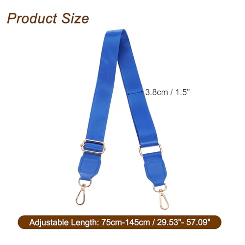 Image of uxcell Wide Shoulder Strap, 3.8cm Adjustable Purse Strap Replacement Crossbody Strap for Shoulder Bag Handbag, Blue, Gold Square Mouth Buckle