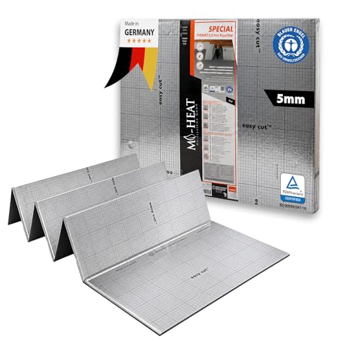 Isolation phonique 5 m² 5 mm avec AquaStop, tapis de pose pour parquet et stratifié, sous-couche de film chauffant idéal pour chauffage au sol électrique,...