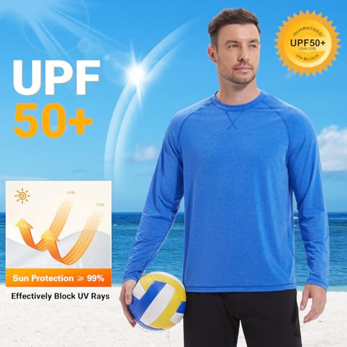 Image of Mens Swim Shirts UPF 50+ Sun Shirts Rash Guard Quick-Dry Fishing T-Shirts