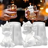 SIUPER 3D Unicorn Ice Cube Silicone Molds Tray for Whiskey, Cocktail, Drink Decor, Bar; Rich Details. Fun Animal Mold for DIY Craft Chocolate Soap Candle Resin Gifts for Women Kids Girls Boys; 2 Pack