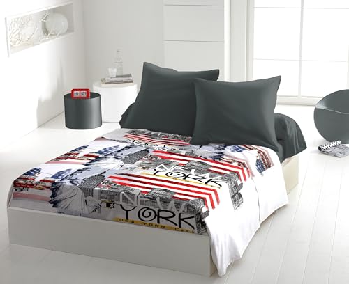 Home Linge Passion Parure de Drap 4 pièces Microfibre 240x300 cm New York City