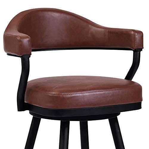 Armen Living Amador Banqueta de Barra 30" en Acabado Negro con Pintura en Polvo y Tapizado de Cuero Sintético Vintage Coffee miniatura 5