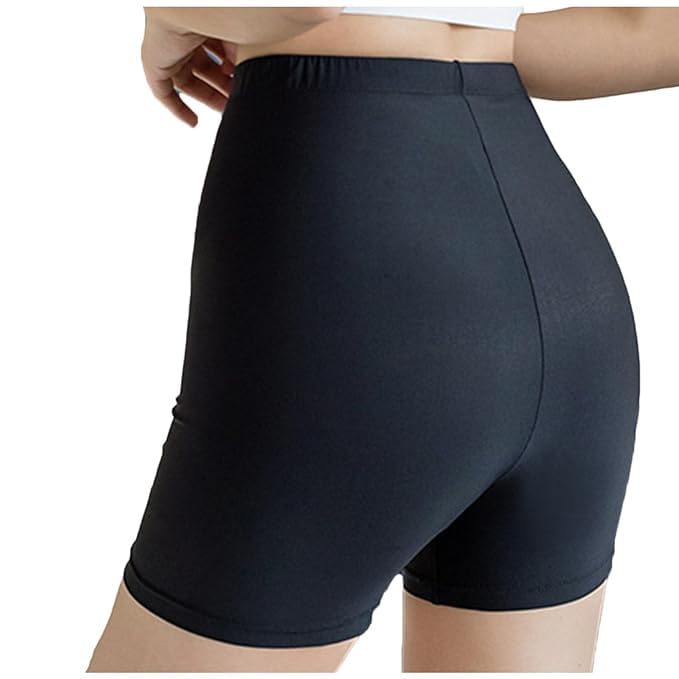 Fshway Double Layer Seamless Safety Shorts for Women | Anti-Chafing Under Skirt Shorts | Comfortable Stretch Innerwear | Smooth Crotch Coverage | Ideal for Dresses Black Pack of 1 - Image 8 thumbnail