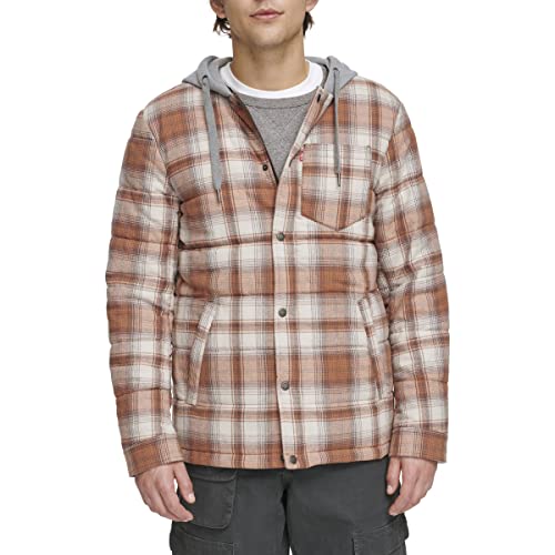 Image of Levi's mens Plaid Sherpa Lined Hooded Shirt Jacket (Regular & Big & Tall Sizes)