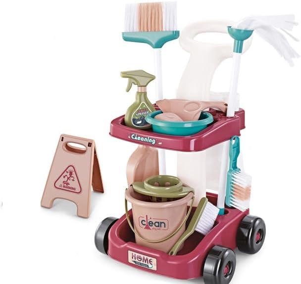 AM ANNA Kids Cleaning Set Toys Detachable Cleaning Toy,Pretend Play Broom Toy Set with for Ages 3 and Up Children Birthday Role Play Educational Toys(17pcs)