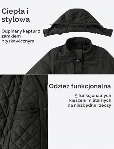Wantdo Kurtka zimowa damska Gruba kurtka z odpinanym kapturem szary XL
