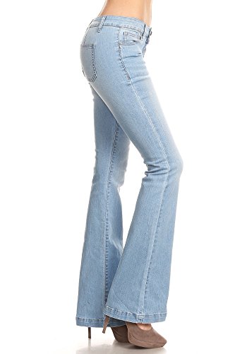 Jack David Jeans Womens 70s Trendy Slim Fit Flared Bell Bottom Denim Jean Pants3