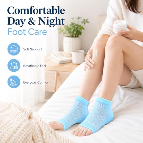 Image of Spa Gel Heel Socks for Men & Women, Cracked Heel Cushion Support