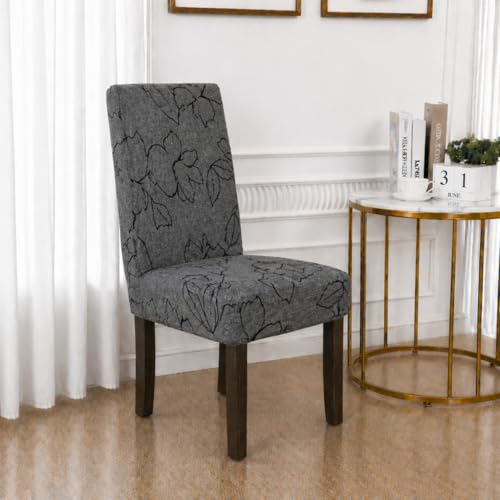 Image of Polycotton Printed Dining Table Cloth with Dining Chair Covers,Slipcovers (6 Seater Table Cover + 6 Chair Cover) (Grey Butterfly)