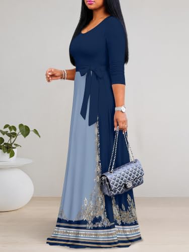 Image of Women's 3 /4 Sleeve Maxi Dress with Pockets