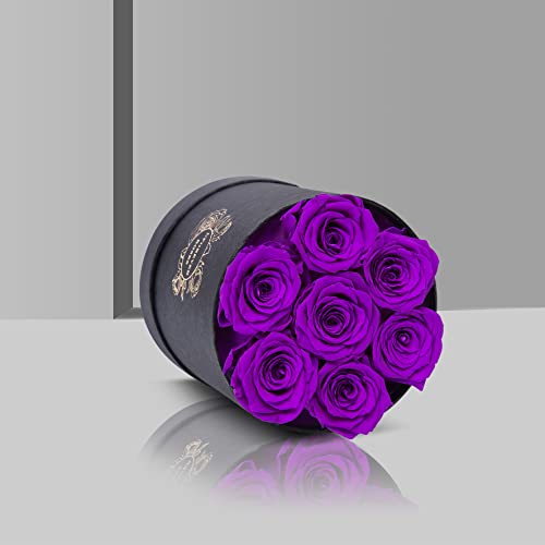 Uforever Roses Preserved Roses In A Box Mothers Day Rose Valentines Day Gifts For Her, Real Roses That Last A Year And More, Christmas Day, Birthday Day (Purple) #TOP1