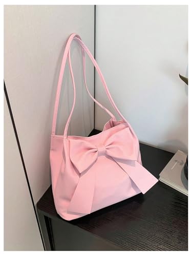 Verdusa Women's PU Leather Shoulder Tote Bags Bow Satchel Purses2