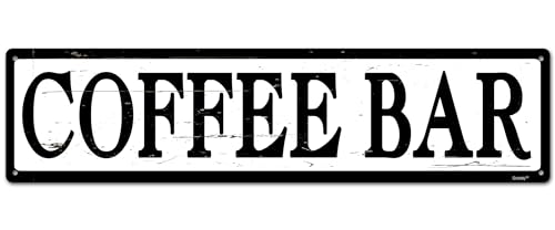 Coffee Wall Decor Sign, Funny Bar Sign, Station Decor 'COFFEE BAR' 4 * 16" Metal Aluminum Sign