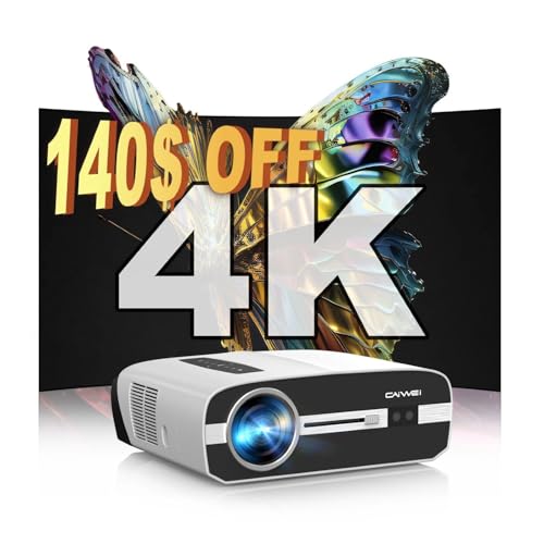Image of 4K Office Daytime Smart Projector: 1800 ANSI HDR10+ Outdoor Projector and Screen Combo, WiFi6 Bluetooth, AI-Autofocus, 38WDSP Speaker, Android 11, NFC HDMI USB for Dormitory Gaming Art Tracing