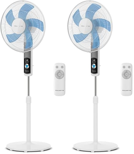 Rowenta Turbo Silence, Ventilateur sur pied, Silencieux, Puissant, Design durable, Écoénergétique, Timer 12h VU5650F0, Blanc (Lot de 2)