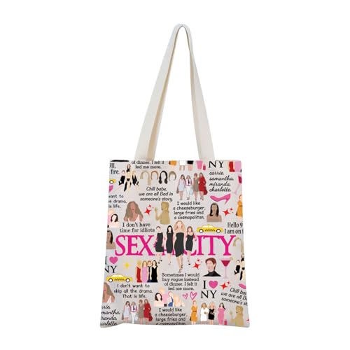 MNIGIU Sex City Tote Bag - S-City Tote - Female, Small, Polyester, No Closure, 9x7x0.39 inches, 2 Compartments, Machine Wash, TOTE BAG, Tote