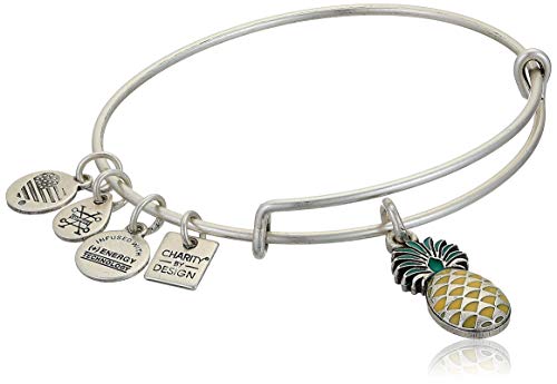 Alex and Ani Replenishment 19 Women's Pineapple Charm Bangle, Rafaelian Silver, Expandable