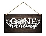 Wall Art Decor Wooden Sign Gone Hunting Sign Hanging Wood Home Decor Decorations Wooden Decorative House Farmhouse 12 X 6 Inch