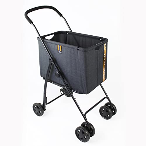 MY DUQUE - Mila Einkaufskorb bis 15 kg | Faltbarer Einkaufstrolley mit Fußbremse und weichem Griff | Einkaufswagen mit abnehmbarem Korb und Doppel-Vorderrädern für 360-Grad-Manövrierbarkeit – Schwarz – Bild 3