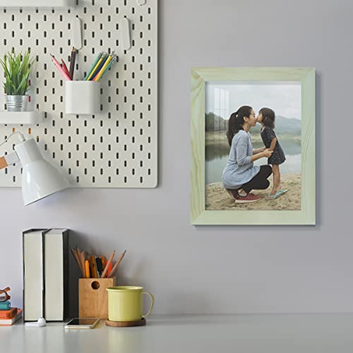 Renditions Gallery 6x8 inch Solid Wood Picture Frame, High Definition Glass and High-end Modern Style Cream Colored for Wall and Tabletop Photo Display, Seafoam Green Wood Grain Frame by Renditions Gallery - Used condition - Image 2