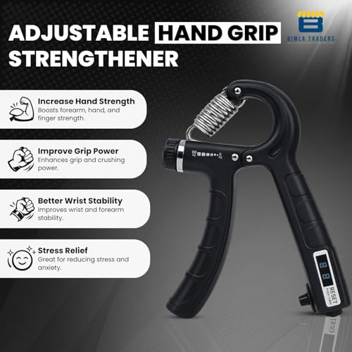 Image of CRAE Hand Gripper with Counter - Adjustable Grip Strengthener, 60 KG Capacity for Forearm, Wrist & Finger Workout Men & Women (Black)