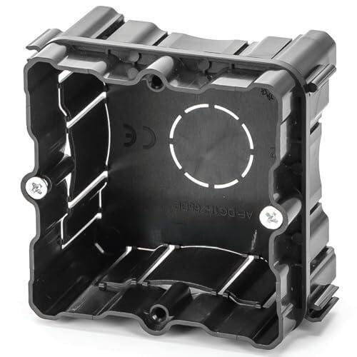 Caja empotrable negra, diseño compacto, fácil instalación,
