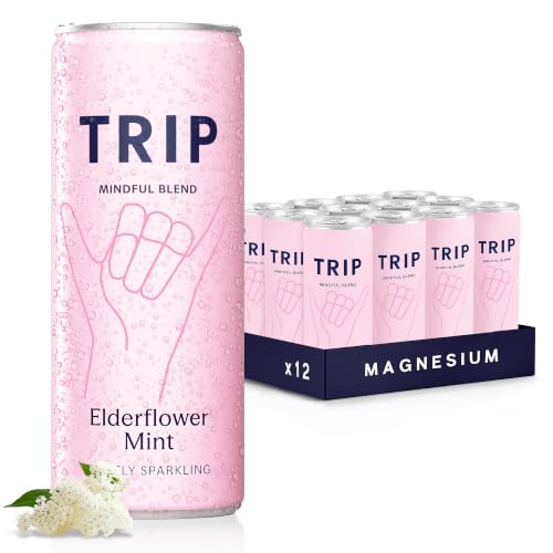 TRIP Calm Magnesium Drink, Alcohol Free Mocktail, Elderflower Mint, 12pack