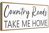 YEOION Country Roads Take Me Home Sign Framed Canvas Wall Art