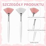 TIESOME 2 pędzle wachlarzowe, 15 cm, miękki pędzel do masek do twarzy, aplikator kwasowy i makijaż, wysokiej jakości nylonowe włosie z aluminiową tulejką, różowy i biały (zestaw 2 szt.) (kolor A)