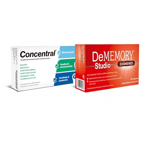 Pack Exámenes sin Estrés - DeMemory Studio Exámenes 20 Cápsulas- Mejora el Estado de Alerta y Reduce la Fatiga Mental + Concentral 30 Cápsulas - Ayuda a la Concentración frente al Estrés