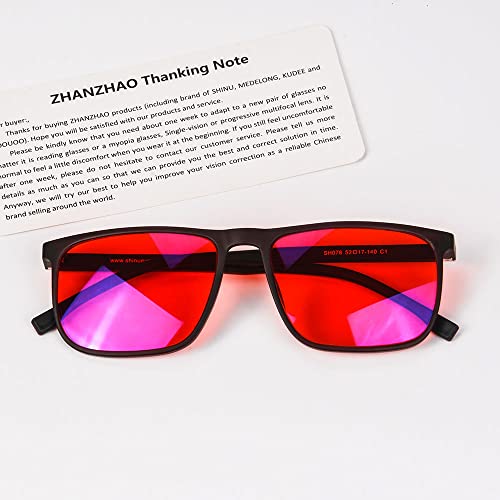 Image of SHINU Good Sleep Blue Light Blocking Glasses Men Red Lenses Anti Green Light Eliminate Eye Strain Glasses Bluelight 078RD