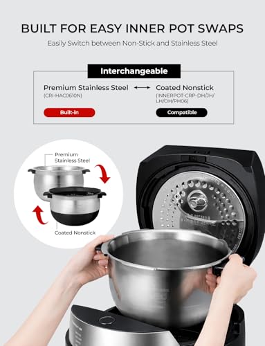 CUCKOO Twin Pressure Rice Cooker 6-Cup Uncooked / 12-Cup Cooked with Induction Heating Technology, 19 Menu Modes with Voice Guide, Full Stainless Steel Inner Pot, Black (CRP-LHTAR0609FB) - Image 7