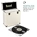 Retround Vintage Retro Vinyl Leather Record Holder Case, LP Storage Carrying Case for 78 RPM, 45 RPM, 33 RPM Standard Vinyl Records Collections Storage Organizer Display Box-12 Inch (Cream)