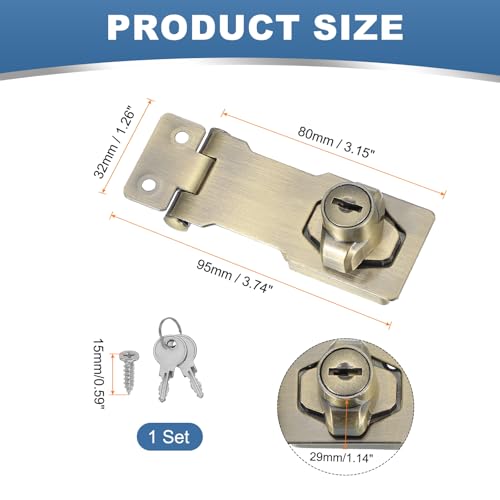 Image of MECCANIXITY Twist Knob Keyed Hasp Locks Safety Packlock Clasp Hasp Latches with Keys & Screws 3 Inch for Window Barn Drawer Cabinet Garage Closets Doors (Green)