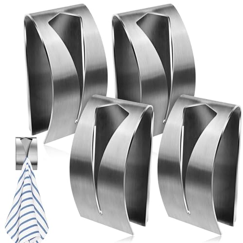 Hzyclzh 4 Pezzi Asciugamani autoadesivi in metallo, Portasciugamani Bagno Porta Strofinacci Adesivo, Porta asciugamani, Ganci Adesivi per Bagno Senza Perforazione, per Bagno Senza Perforazione