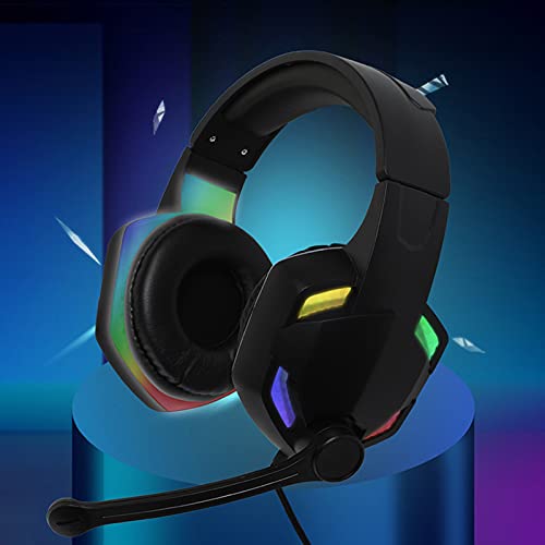 Monnadu On-Ear Casque de jeu avec effet lumière réduction du bruit des basses puissantes Casque de jeu stéréo avec câble pour ordinateur de jeu domestique Lumière colorée Cover