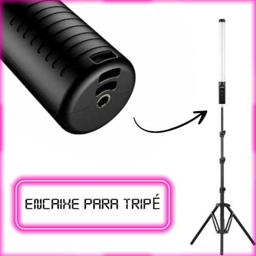 Bastão LED RGB Recarregável para Fotografia, 13 Modos de Luz, Controle Remoto, Bolsa, USB-C- Linha P