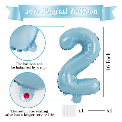 Image of TONIFUL Number Balloon 16Inch 10 Pcs Light Blue 0-9 Birthday Number Ballons