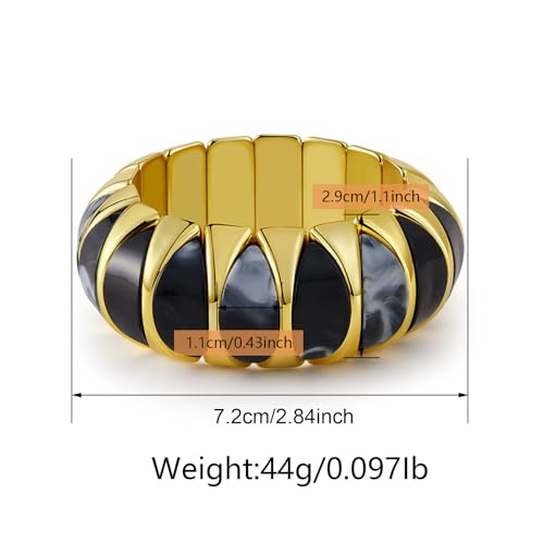 HIIXHC Acrylic Chunky Bangles Bracelets for Women Resin Gold Stretch Bracelets for Women Gift Jewelry 6