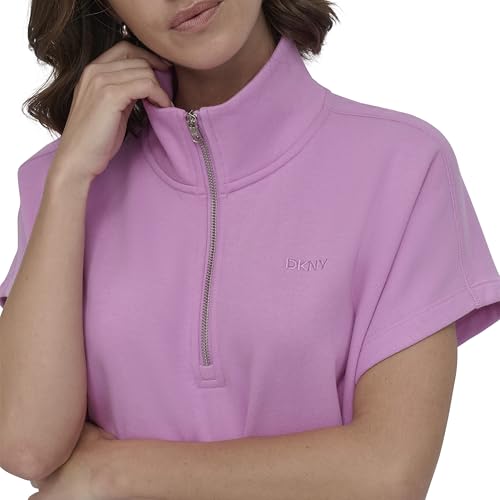 Image of DKNY Women's Short Sleeve Half-Zip Sweatshirt Dress
