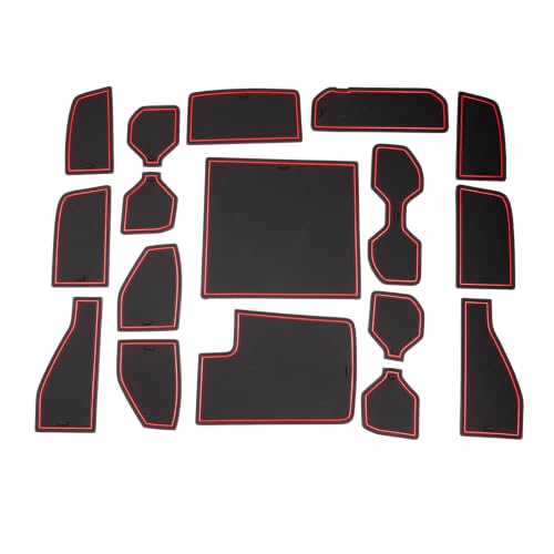 Image of CDEFG 16Pcs for 2027 Kia Telluride Door Slot Mats Cup Holder Inserts | 2027 Kia Telluride (LX / S / EX / X-Line EX / SX / X-Line SX / X-Pro SX), Door Slot Coverage Console Insert Pocket Rubber Set, Red