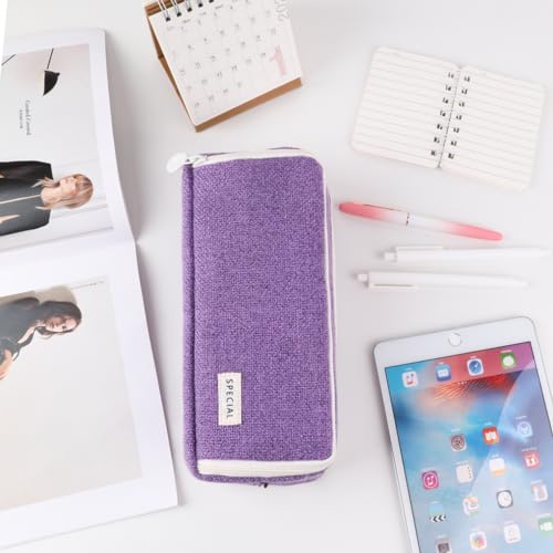 Image of iSuperb Large Pencil Pouch 3 Compartments Pencil Case Big Capacity Pencil Bag for Kids Teen Girls Boys Student School Supplies Pen Organizer Holder Bag (Purple)