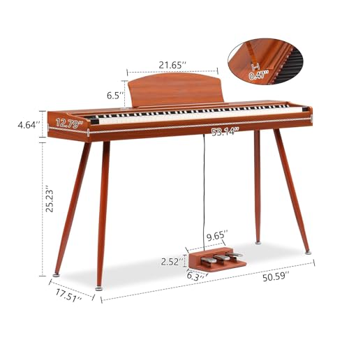 Bonnlo Piano Numérique avec 88 Touches Lestées, Piano Électrique avec Unité 3 Pédales pour Débutants, Piano avec Support, 2 Systèmes Bluetooth, Brun-Rouge - Les Beatles, Paul McCartney, John Lennon, RIngo Starr, George Harrison Bonnlo Piano Numérique avec 88 Touches Lestées, Piano Électrique avec Unité 3 Pédales pour Débutants, Piano avec Support, 2 Systèmes Bluetooth, Brun-Rouge – Image 3