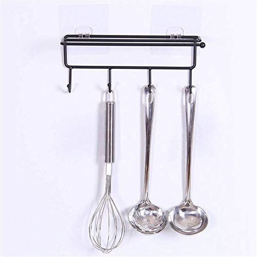 Corldif Creative Storage Shelf 2 Pack Kitchen Bathroom Hook Towel Rag Stand Nailless Design Easy to Install Black - Thumbnail 2