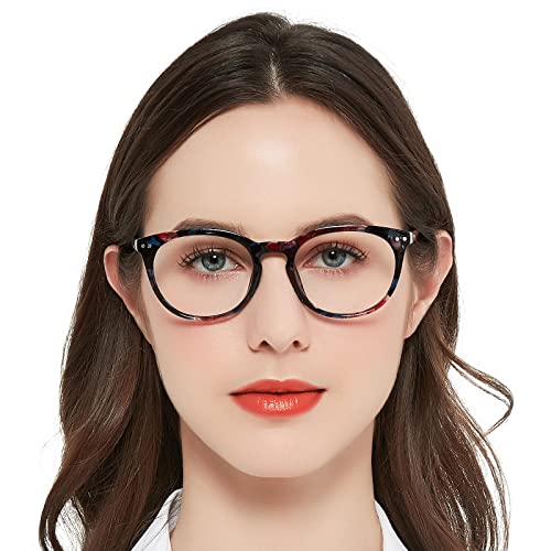 Image of MARE AZZURO Large Reading Glasses Women Trendy Round Readers 100 125 150 175 200 225 250 275 300 350 400 500 600 (Black Floral, 1.00)