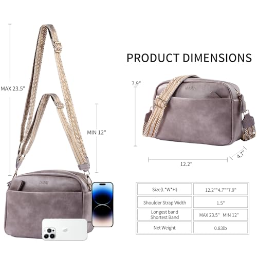 Image of Lasaviin Crossbody Bags for Women, Fashion Large Size Vegan Leather Purse Shoulder Handbag with Adjustable Wide Strap