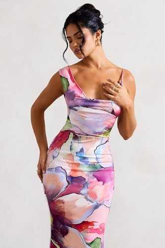 Bodycon Dresses for Women Sexy Strap Shoulder Asymmetric Cowl Neck Backless Slim Long Elegant Party Maxi Dress3