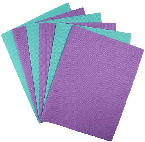 Image of KCS 6 pc of 12 inch x 18 inch(30cmx45cm) 14CT Counted Cotton Aida Cloth Cross Stitch Fabric (Lavender+Sea Green)